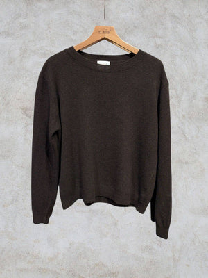 Short-sleeve round neck sweater in 100% extrafine merino wool