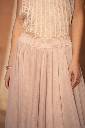 Maria maxi-length tulle skirt PLUS SIZE / TALL - CK08365: Old rose / 2S/M