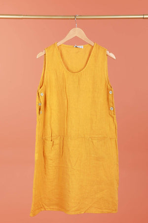 Sleeveless linen dress 100% linen 625519: GRIS ANTHRACITE
