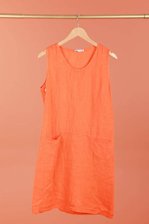 Sleeveless linen dress 100% linen 625519: GRIS ANTHRACITE