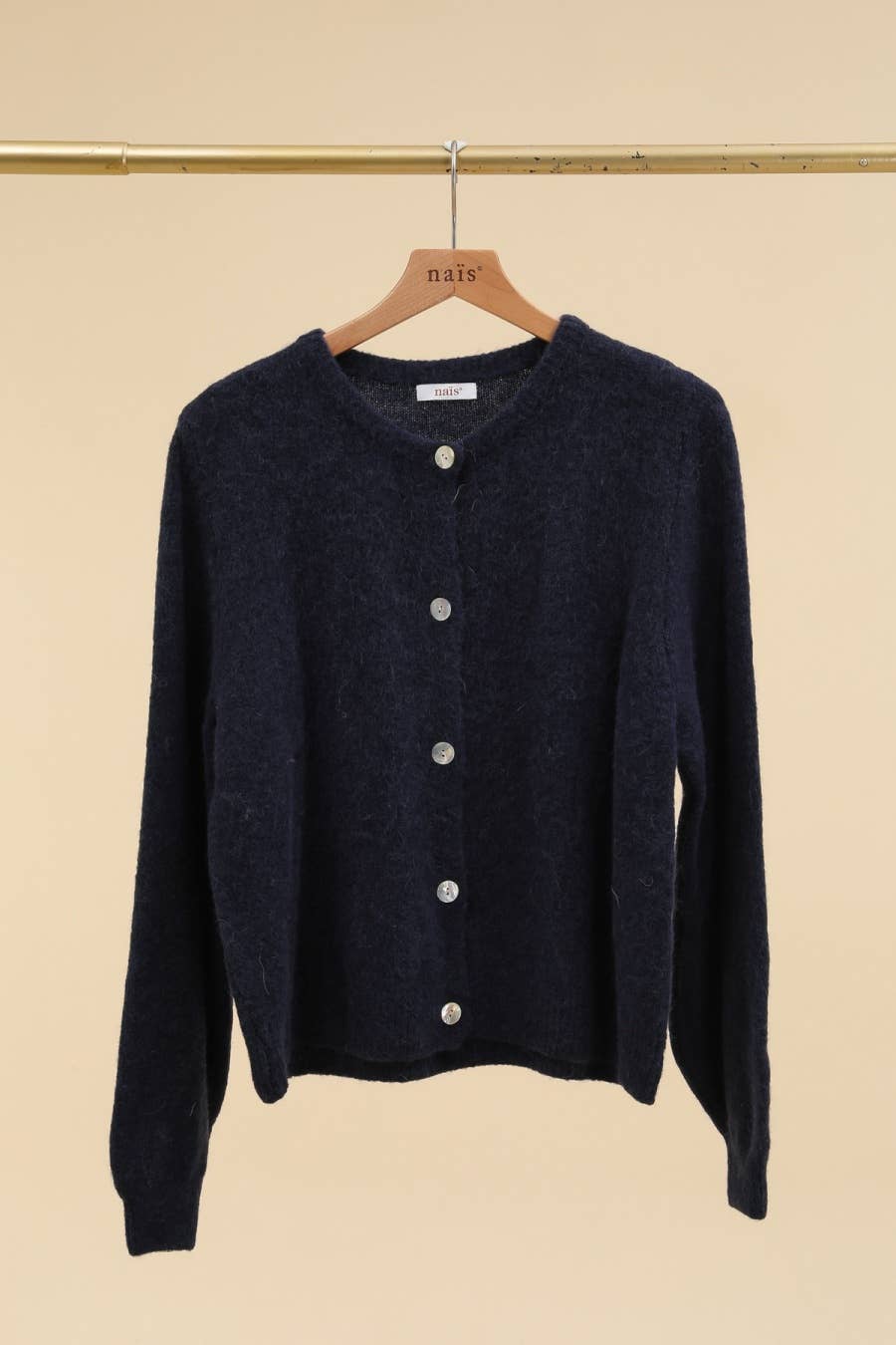 Super Fine Alpaca Cardigan, Navy Blue