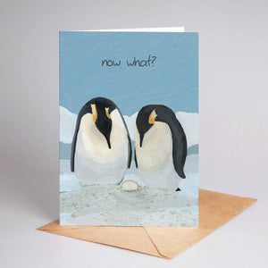 Funny First Time Parent New Baby Penguin Greeting Card