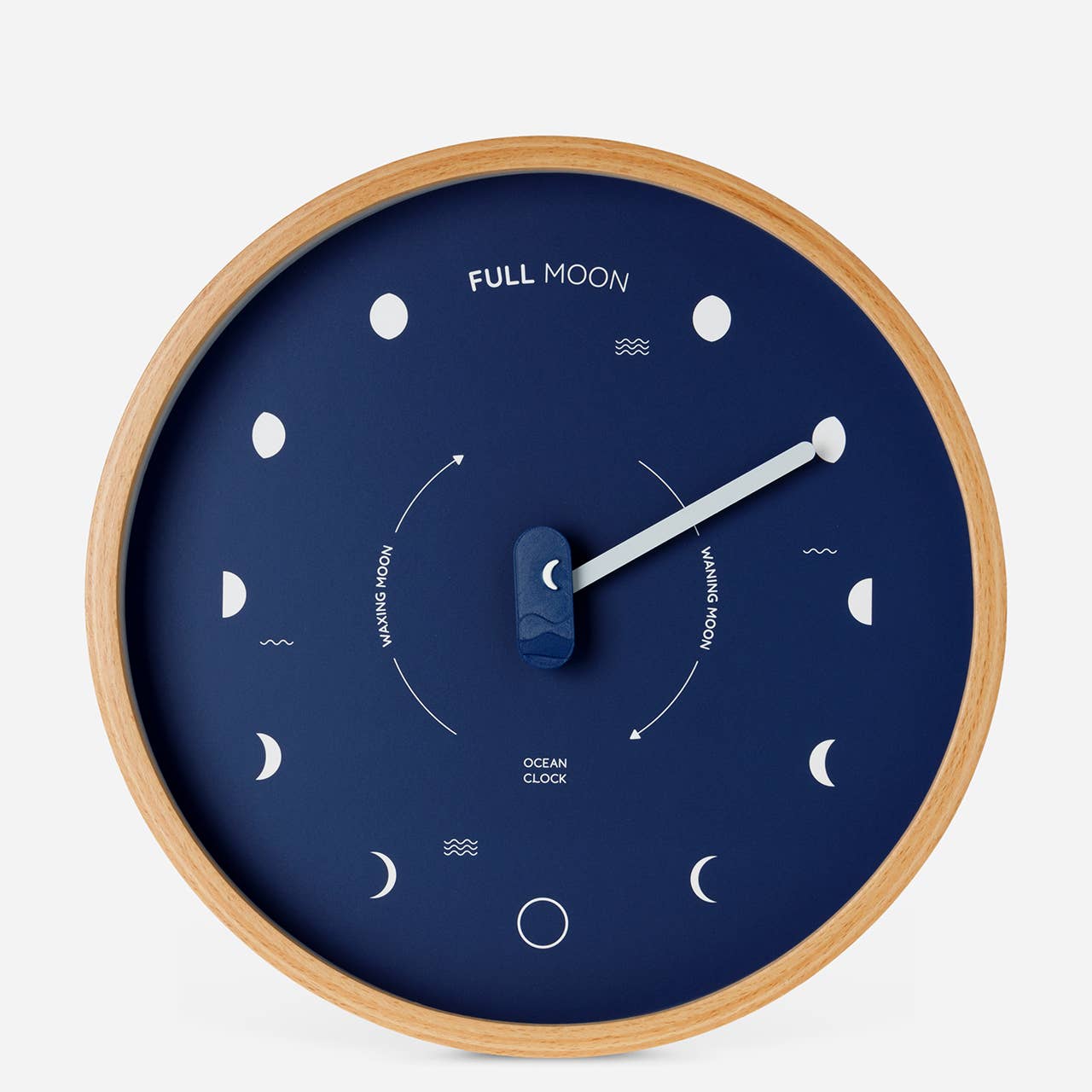 Navy blue wood Moon | Lunar phase clock