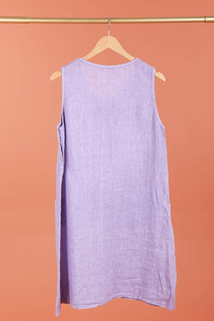 Sleeveless linen dress 100% linen 625519: GRIS ANTHRACITE