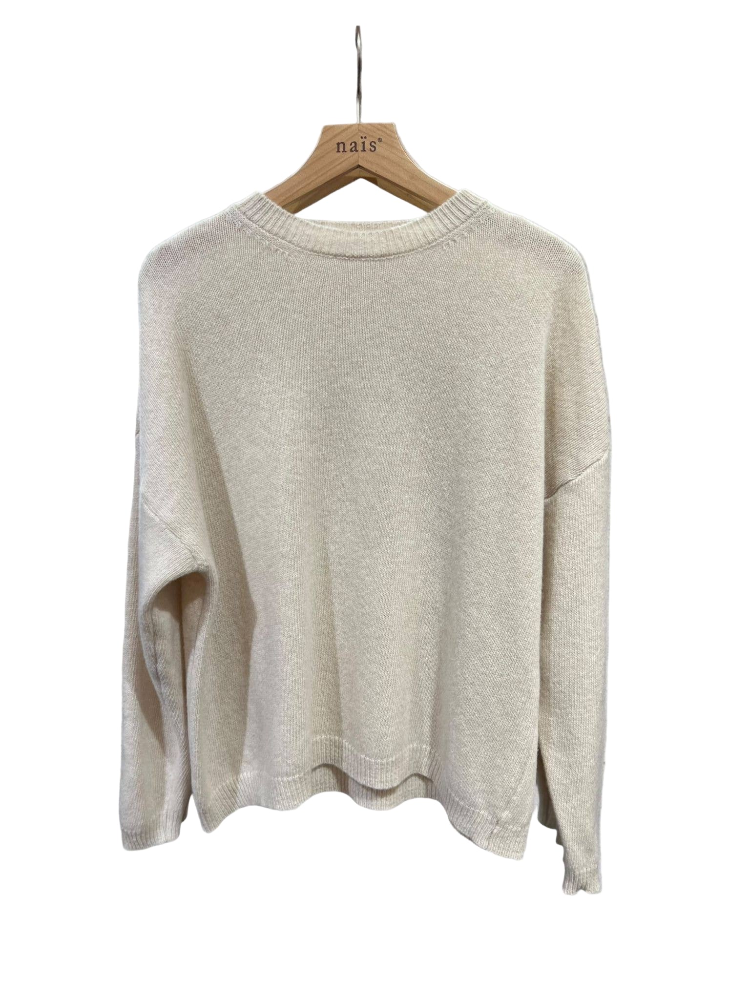 Crew neck long sleeve sweater 100% extra fine merino wool