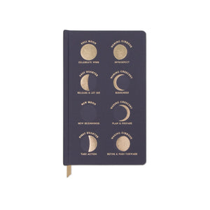 Bookcloth Hardcover Journal - Navy - Moon Phases