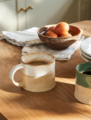 White Half Glazed Mug, Set 2