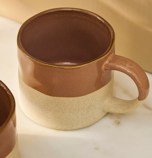 Terracotta Half Glazed Mug, Set 2