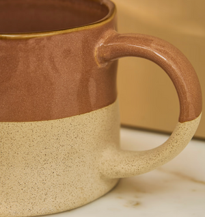 Terracotta Half Glazed Mug, Set 2