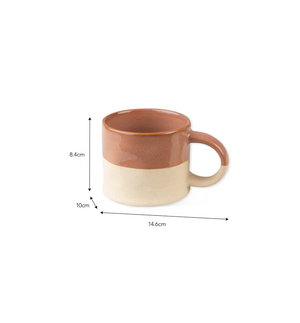 Terracotta Half Glazed Mug, Set 2
