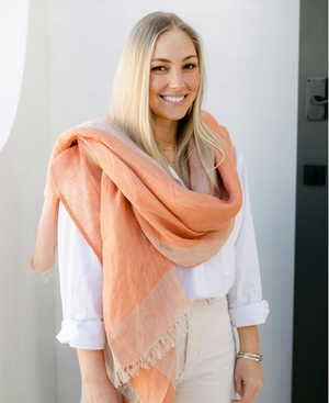 Uashmama Linen Scarf, Terracotta