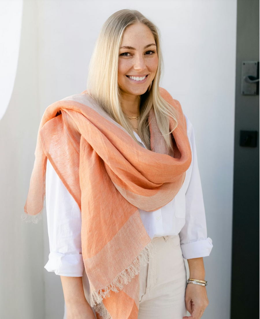 Uashmama Linen Scarf, Terracotta