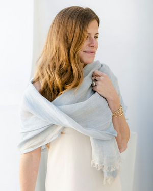 Uashmama Linen Scarf, Blue