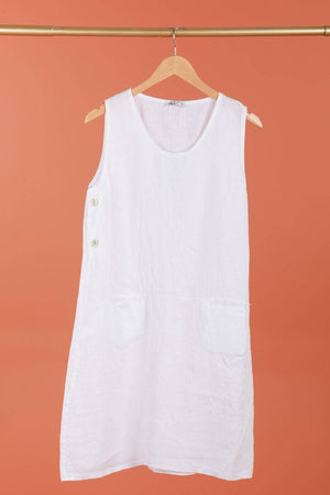 Sleeveless linen dress 100% linen 625519: GRIS ANTHRACITE