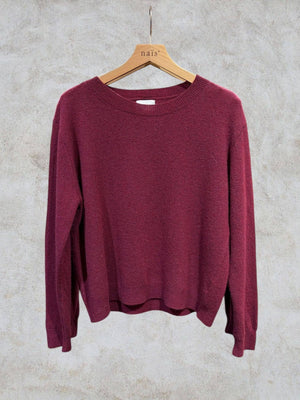 Short-sleeve round neck sweater in 100% extrafine merino wool