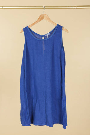 Colette Linen Dress with Pockets, Navy