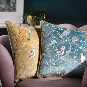 Orient Chinoiserie Cushion Slate Blue