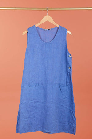 Sleeveless linen dress 100% linen 625519: GRIS ANTHRACITE