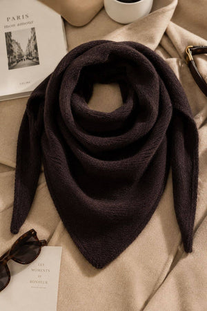 Eco cashmere ZO-MA Knitted Triangle Scarf - Camel