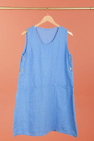 Sleeveless linen dress 100% linen 625519: GRIS ANTHRACITE