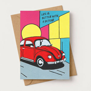 Life Is Better With a Detour | Vintage Car Greeting Card