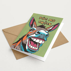 Funny Irish Gaelic Donkey Kiss Greeting Card for Friends