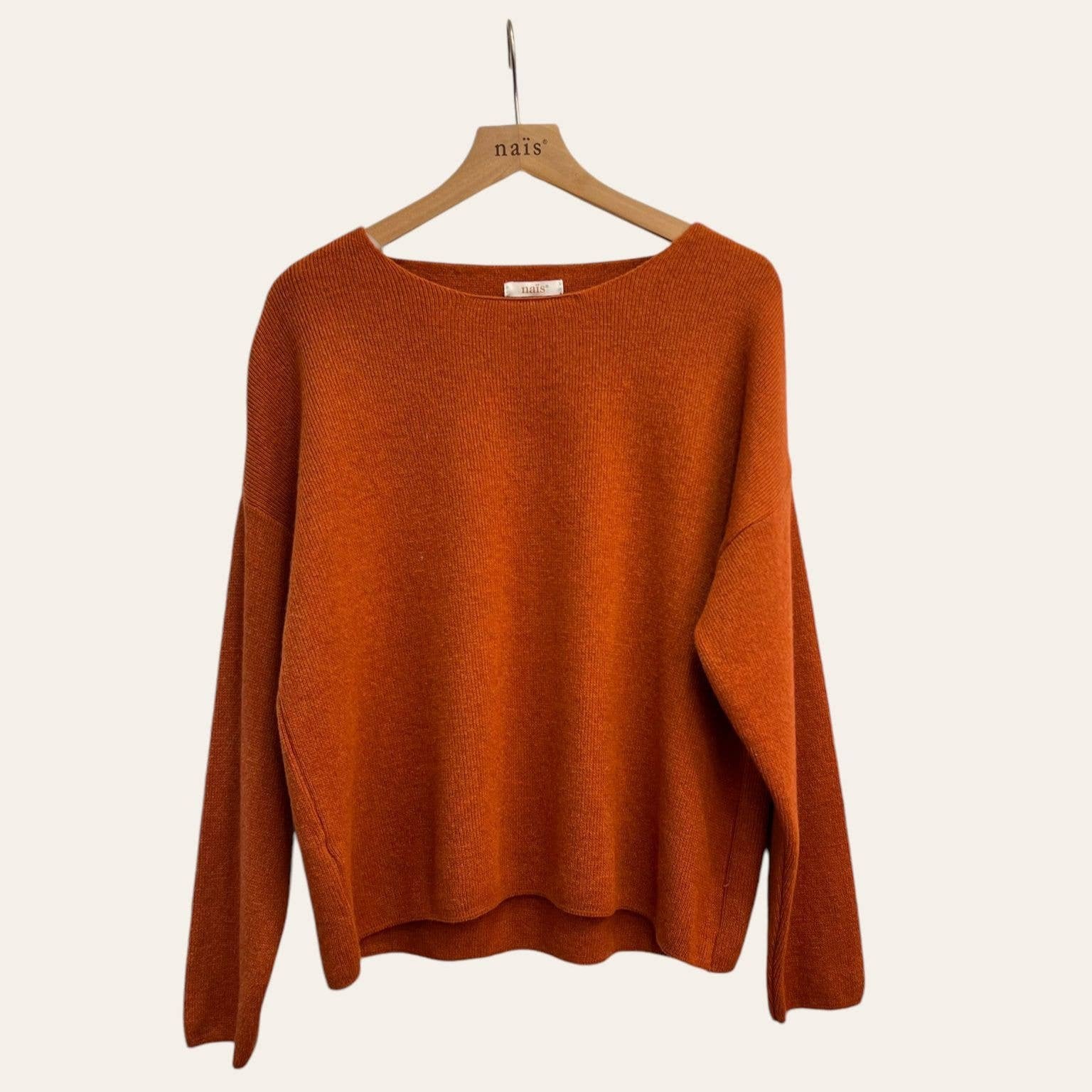 Short Round Neck Sweater, Rust