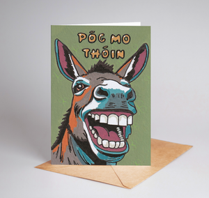 Funny Irish Gaelic Donkey Kiss Greeting Card for Friends
