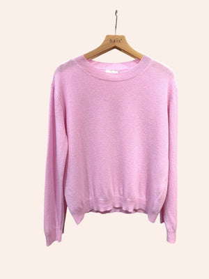 Short-sleeve round neck sweater in 100% extrafine merino wool