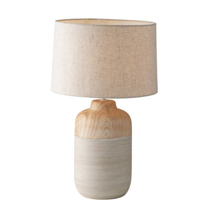 Woody ceramic table lamp with fabric lampshade