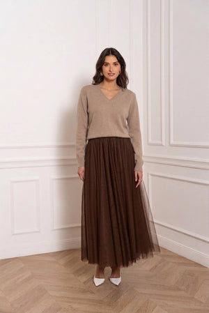 Maria maxi-length tulle skirt PLUS SIZE / TALL - CK08365: Old rose / 2S/M