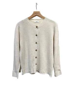 Crew neck cardigan 100% extra fine merino wool