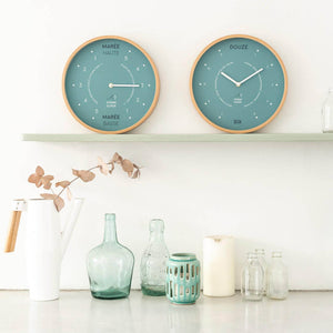 Turquoise wood time clock