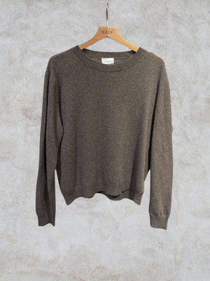 Short-sleeve round neck sweater in 100% extrafine merino wool