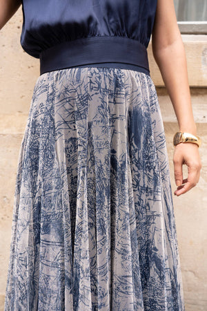 Amber skirt in toile de Jouy printed tulle - CK08202-1