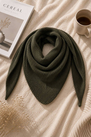 Eco cashmere ZO-MA Knitted Triangle Scarf -  Kaki