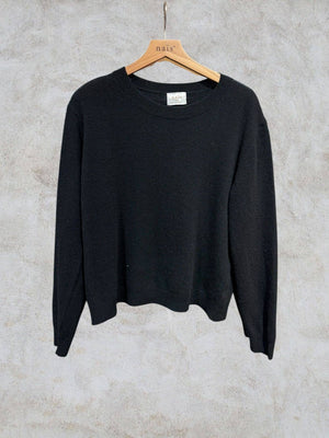 Short-sleeve round neck sweater in 100% extrafine merino wool
