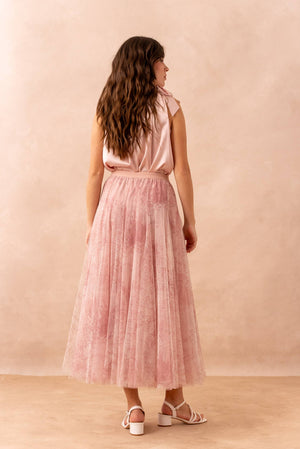 Amber skirt in toile de Jouy printed tulle - CK08202-1