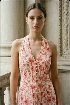 Long printed cotton dress - CK08591