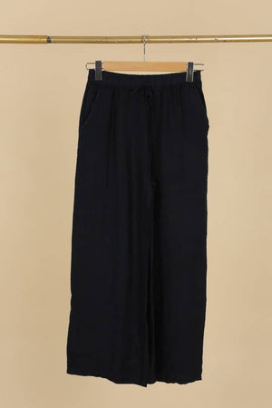 WIDE-LEG PANTS WITH ELASTIC WAIST AND POCKETS 100% LINEN