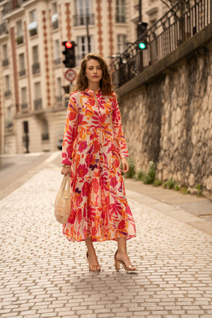Floral print Marbella silk dress (S-M-L-XL) - CK08112