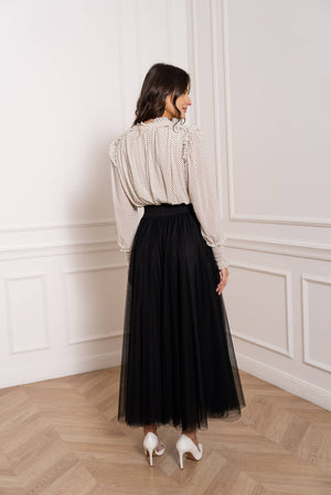 Maria maxi-length tulle skirt PLUS SIZE / TALL - CK08365: Old rose / 2S/M