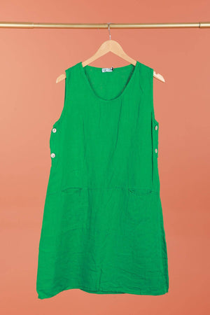 Sleeveless linen dress 100% linen 625519: GRIS ANTHRACITE