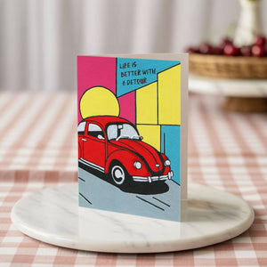 Life Is Better With a Detour | Vintage Car Greeting Card