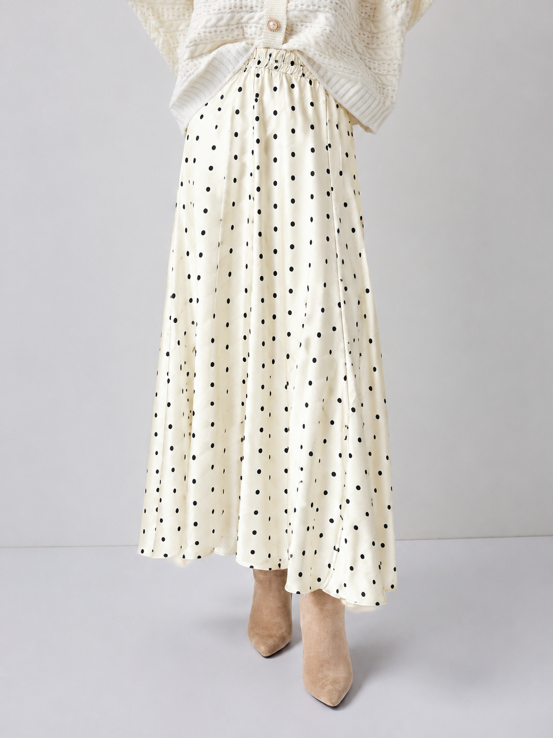 Valentine satin polka-dot skirt