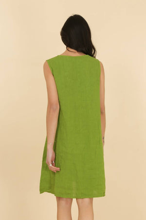 Sleeveless linen dress 100% linen 625519: GRIS ANTHRACITE