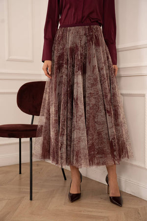Amber skirt in toile de Jouy printed tulle - CK08202-1