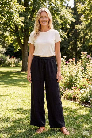 100% linen trousers REF. 30132: Terracotta / Unique