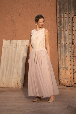 Maria maxi-length tulle skirt PLUS SIZE / TALL - CK08365: Old rose / 2S/M