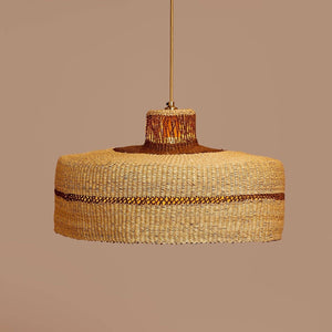 Deeply Pendant Lamp | Handwoven Straw Lighting with Colour Accents